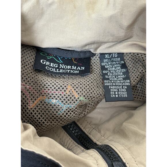 Greg Norman Jacket Mens Sz XL Black Shark Golf Full Zip Up Windbreaker Y2K - Picture 4 of 4